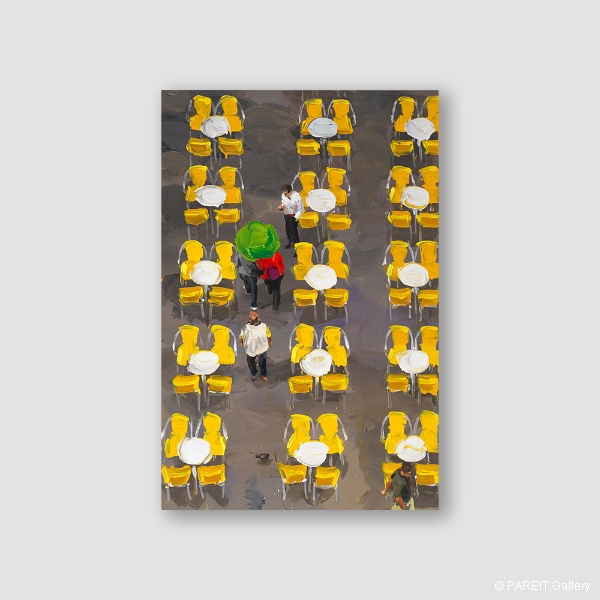 DE VLIEGHER Jan - Yellow Chairs, people, 2020.5